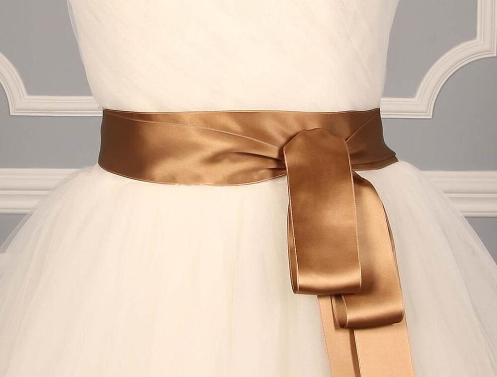 Sable Brown Double Satin Faced Ribbon Sash for Bridal Wedding Dress 2" x 4 1/2yd